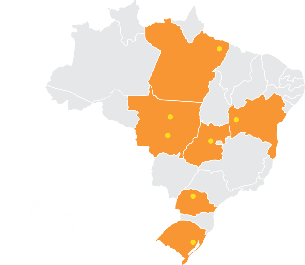 Mapa de presença do Grupo Sulina no Brasil